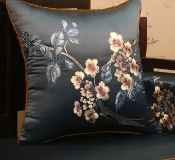 Big flower Классическая вышивка синяя птица подушка с внутренней подушкой сатиновая подушка стул декоративная для подарка - Цвет: Big flower