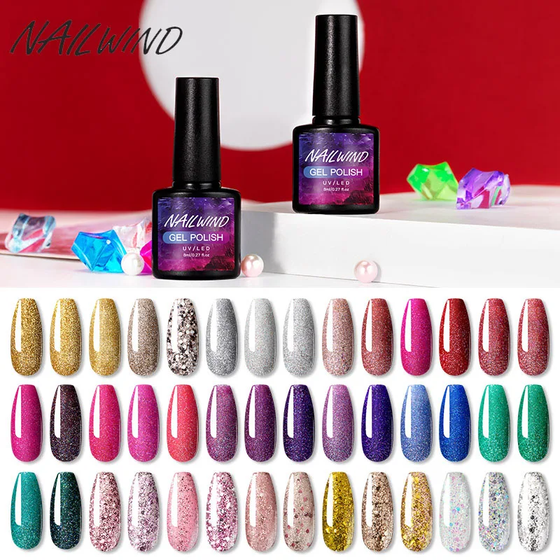 Гель NAILWIND гель Лаки 8 мл с бриллиантовым блеском платины ослепительно Гибридный!