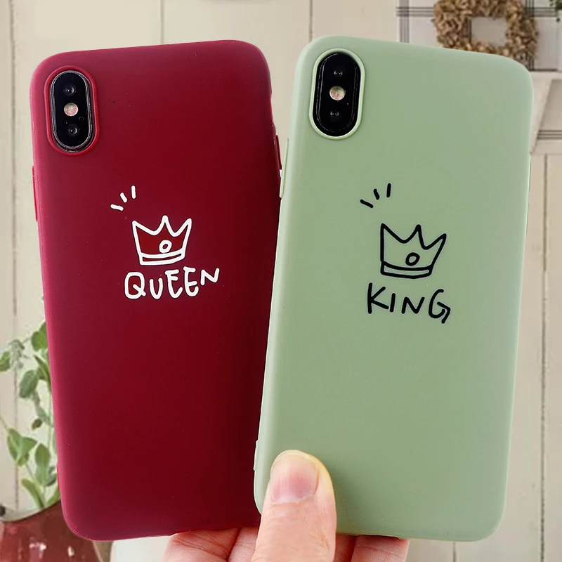 Модные чехлы для сотовых телефонов iPhone 6S 7 8 11 Plus Pro X XS MAX XR плотный чехол King queen Crown