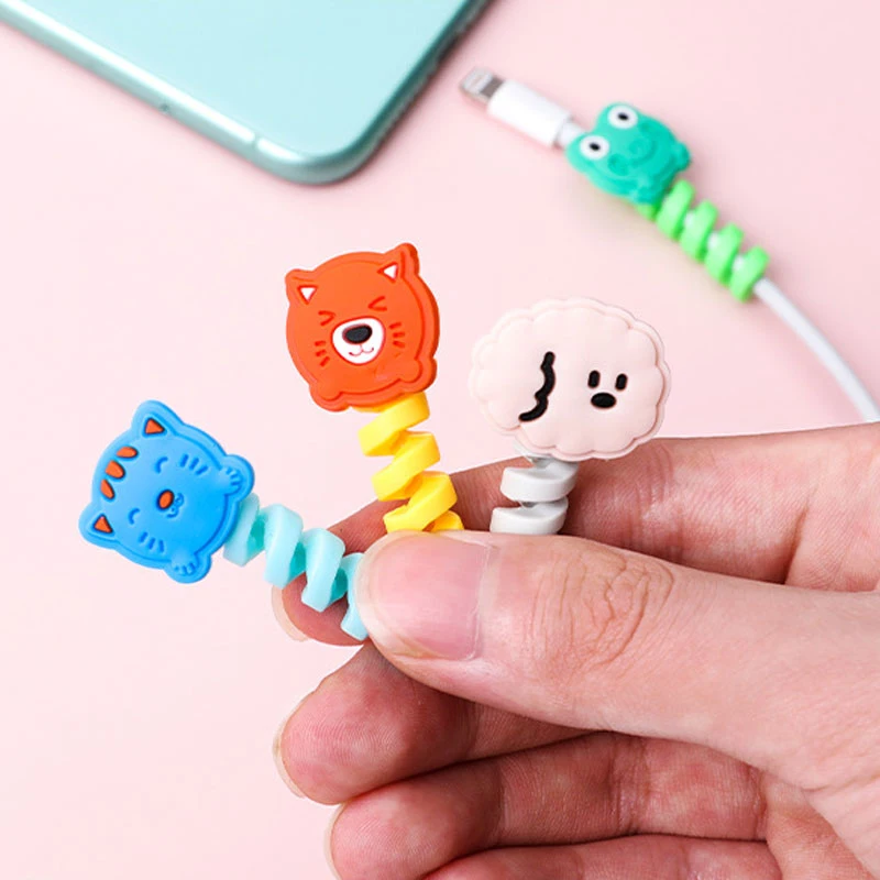 Cute Cartoon Cable Protector Data Line Protective Cover Charging USB Charger Cord Earphone Organizer Silicone Winder | Электроника