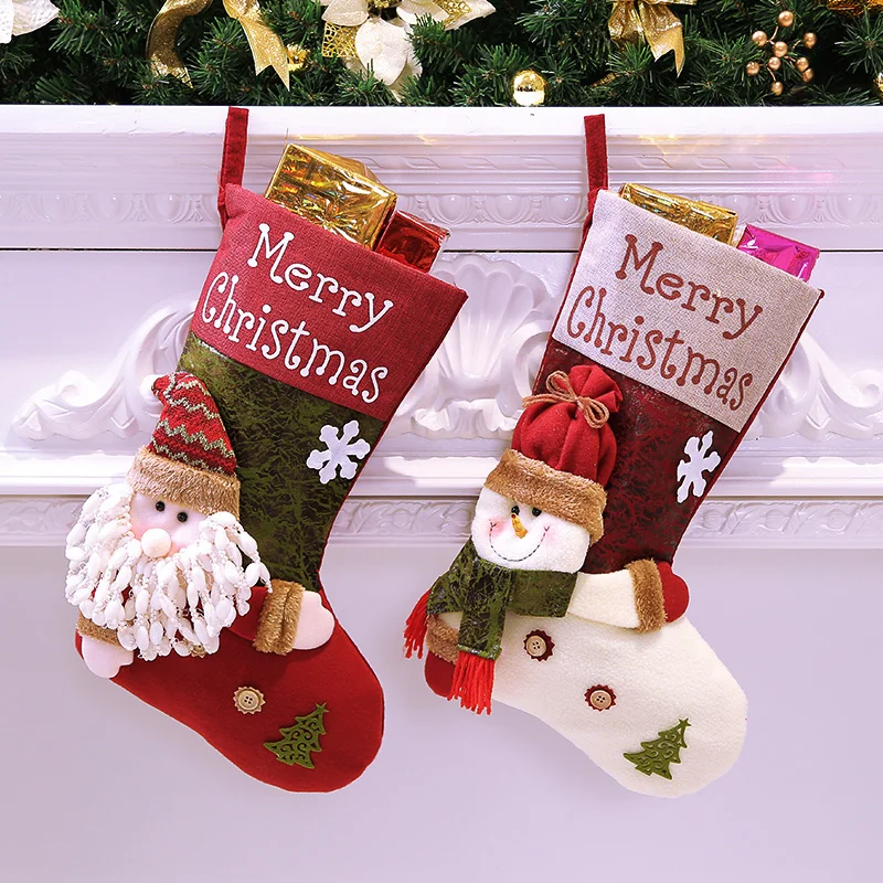 Рождественские чулки носки кошка собака лось украшения для нового года