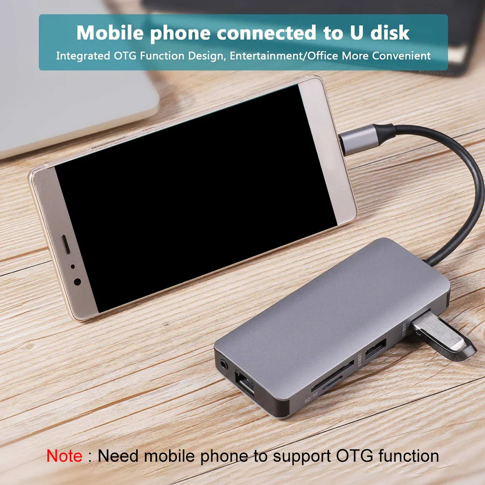 Адаптер выходная мощность PD3.0 RJ 45 аудио порт Серый USB C концентратор HDMI VGA Видео 9 в 1