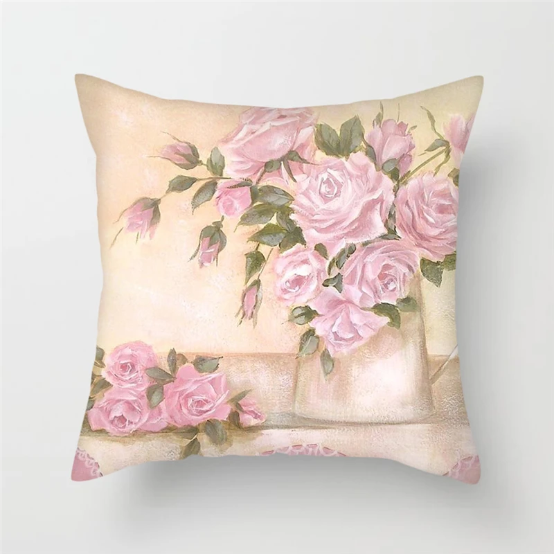 Чехол для диванной подушки Fuwatacchi из полиэстера с розовыми цветами наволочка
