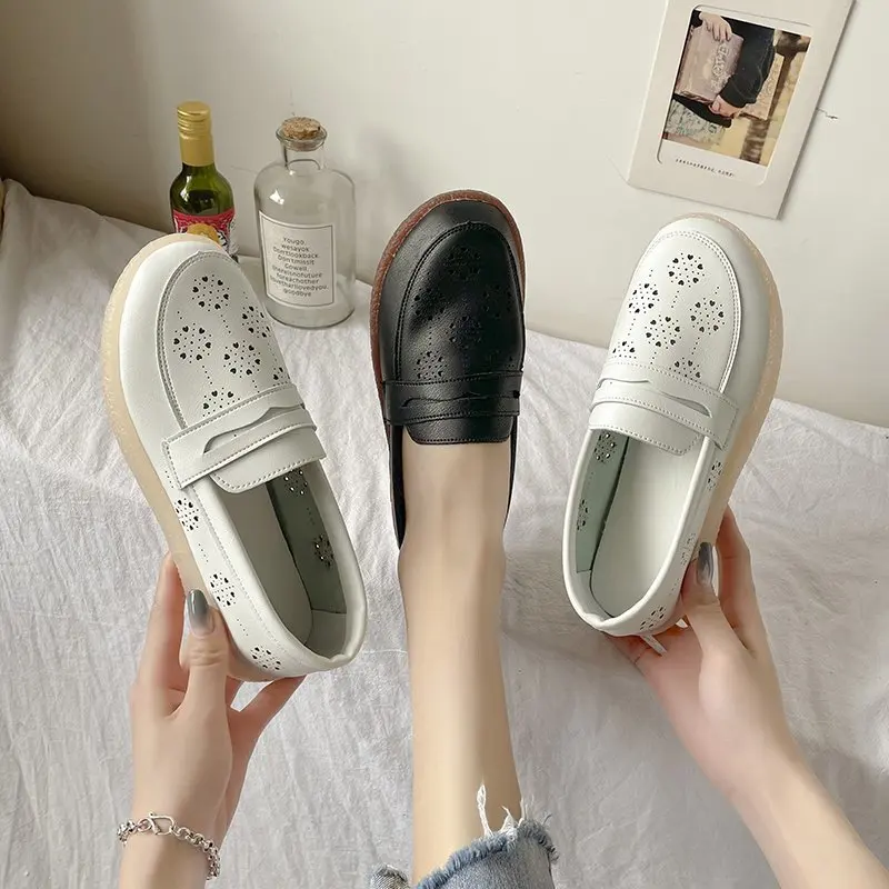 

Summer Shoes Ladies Round Toe Tennis Female Loafers With Fur Casual Sneaker Slip-on 2021 Breathable Small New Slip On Nurse Fret