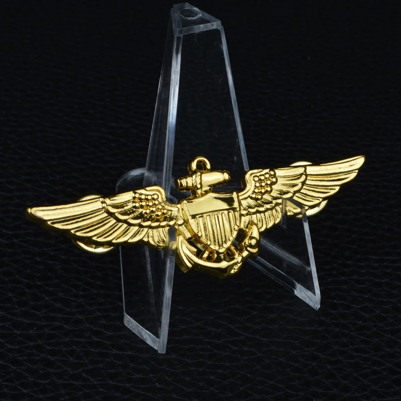 Американский промежуточный пилот позолоченный металлический значок креативный
