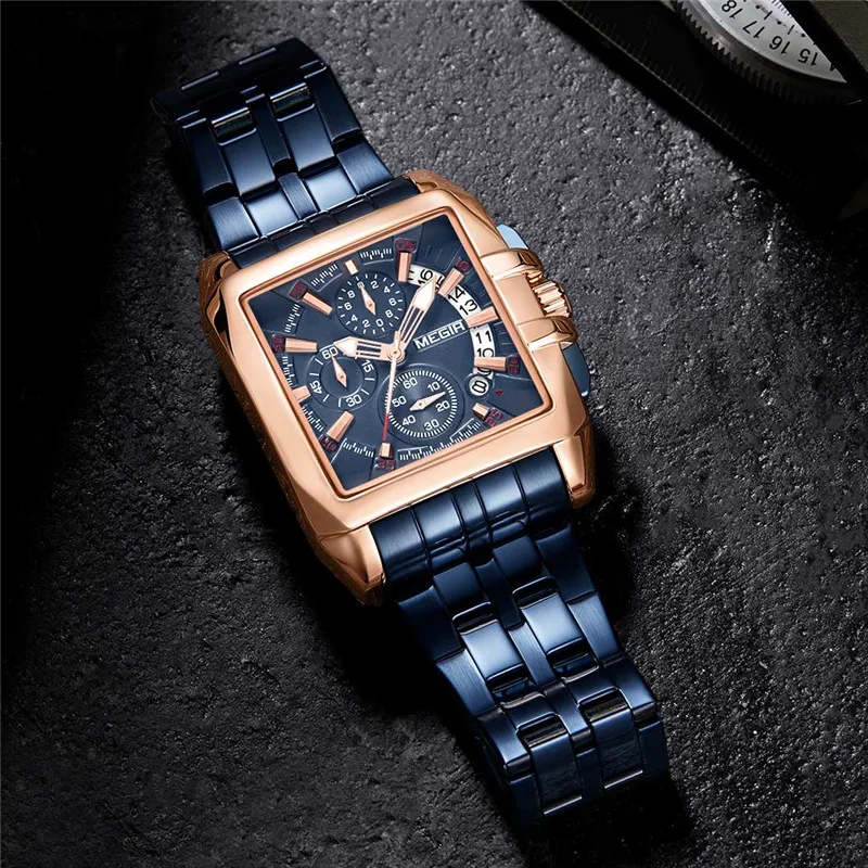 Часы MEGIR мужские водонепроницаемые с хронографом военные брендовые Роскошные