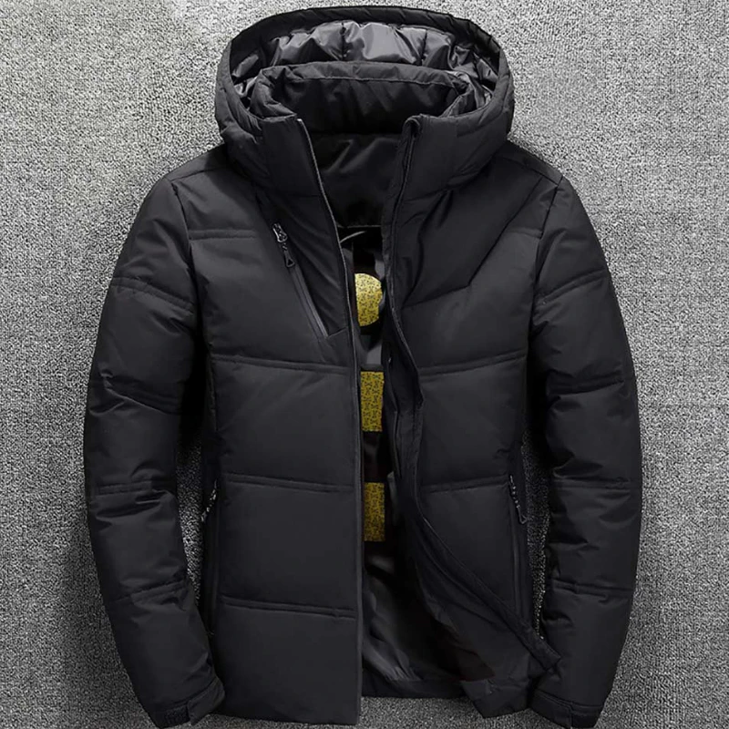 Мужская теплая куртка пуховик на утином пуху парка высокого качества короткая
