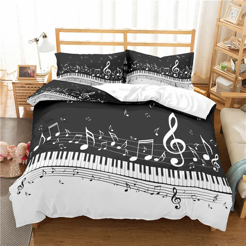 

Home Textile Luxury 3D Musical Note Print 2/3Pcs Comfortable Duvet Cover PillowCase Bedding Sets Queen and King EU/US/AU Size