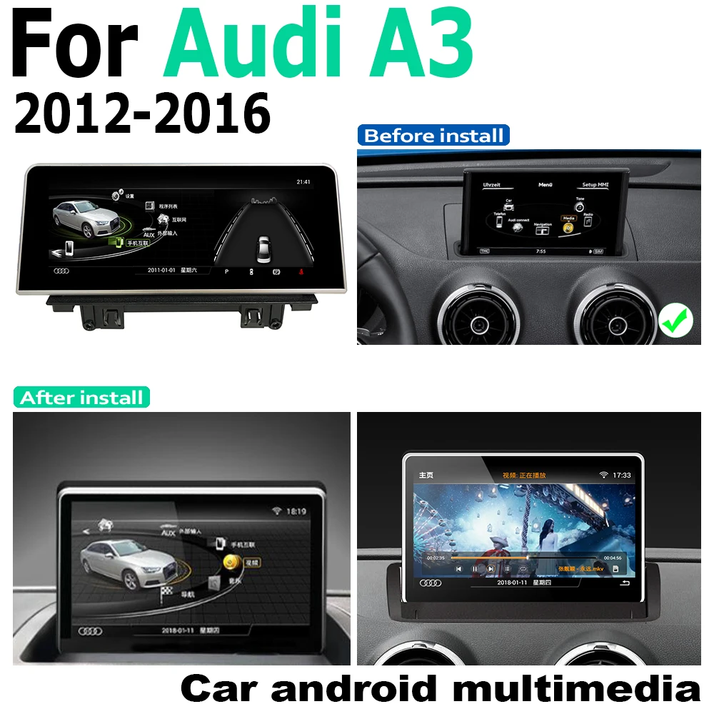Android экран для Audi A3 8 в 2012 ~ 2016 ММИ дюймов сенсорный дисплей зеркальный блок