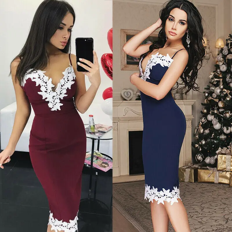 Облегающее Сексуальное Женское платье с открытыми плечами Кружевное облегающее