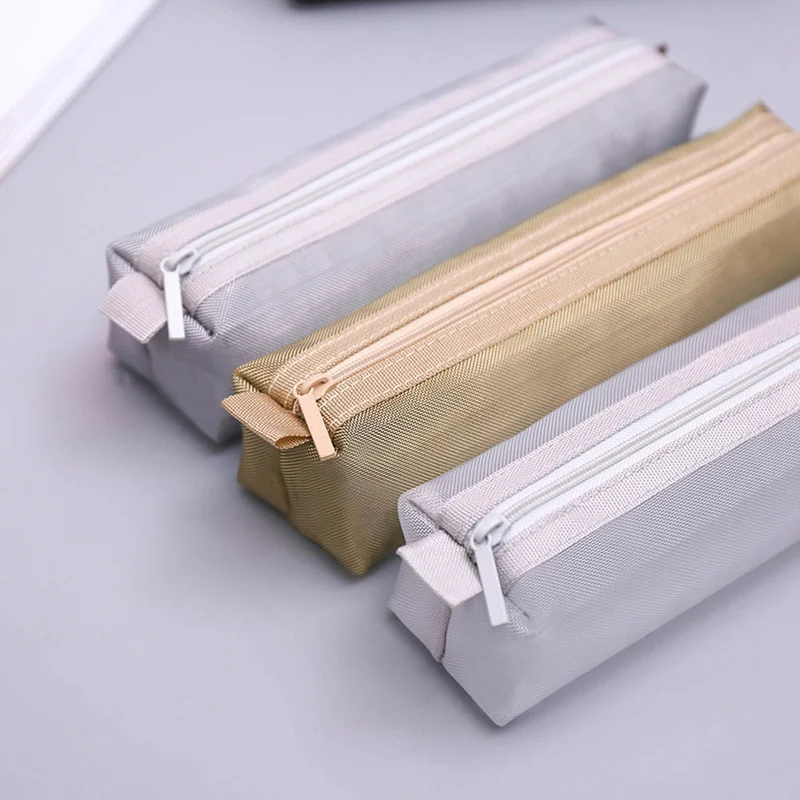 

Простой Прозрачный сетчатый чехол для карандашей, офисный студенческий чехол для карандашей, нейлоновые школьные принадлежности, футляр д...