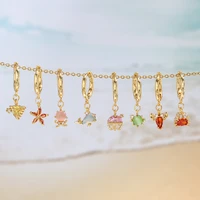 women hoop earrings pink red zircon 2021 trends small fine jewelry girls cute crystals%c2%a0dolphin turtle crab pendant%c2%a0kids gifts