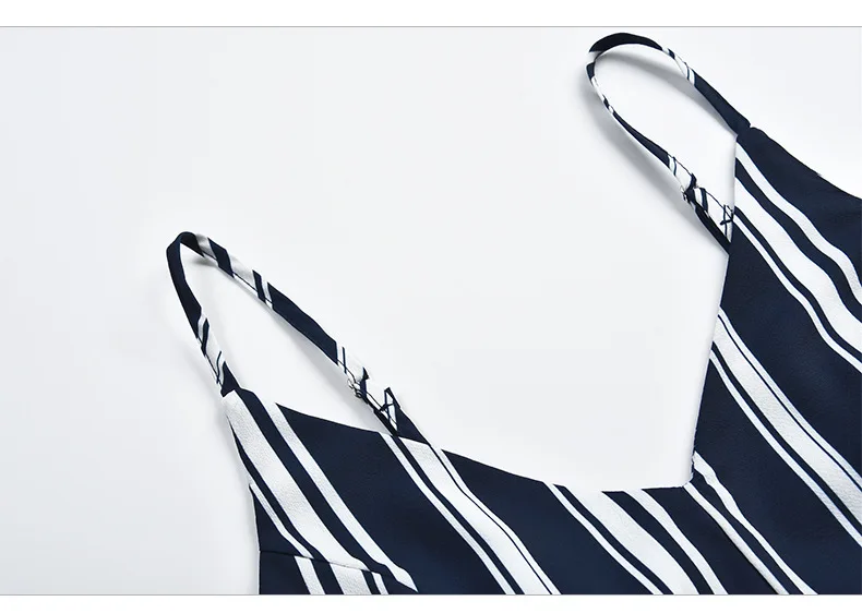 

Women's Dresses Boho V-Neck Sling Long Dress 2021 Summer Sexy Halter Blue White Stripe Dress Robe Vestido High Waist Beach Dress