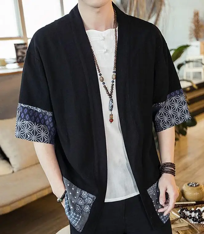 

Кимоно мужское в японском стиле, кардиган для косплея, юката, Повседневная Верхняя одежда в японском размера плюс, 4XL/5XL, одежда самураев
