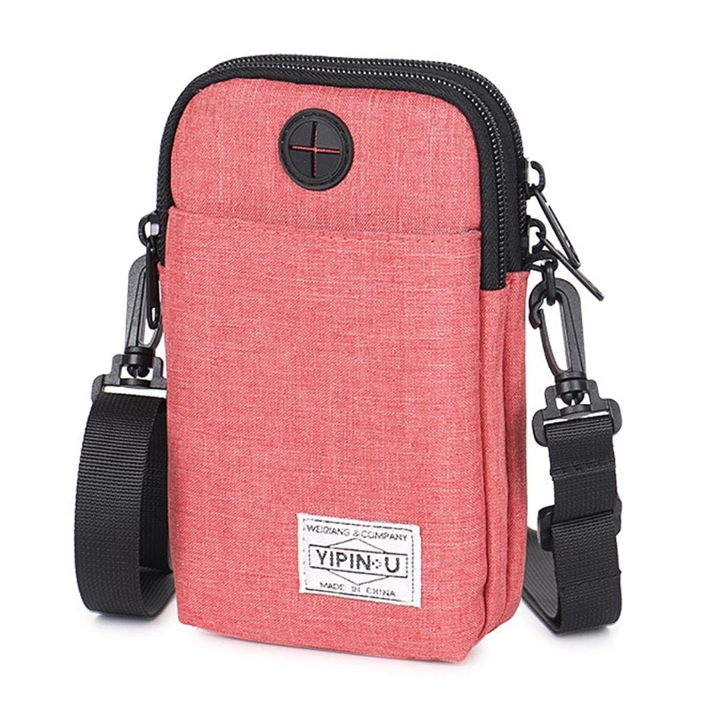 

Universal Shoulder Bag Oxford Crossbody Case For Cell Phone Holder Zipper Bags 066F