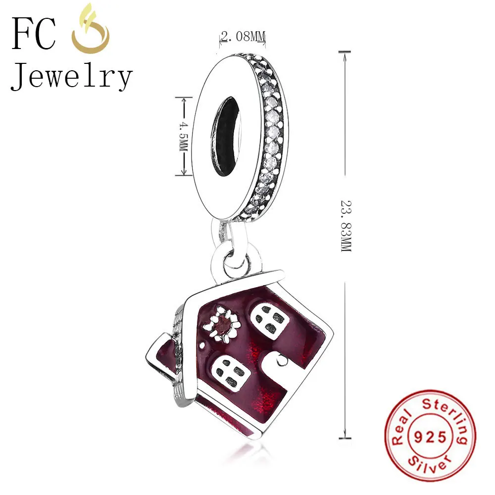 

FC Jewelry Fit Original Brand Charms Bracelet 925 Sterling Silver Enamel House Bead Pendant For Making Christmas Berloque 2018