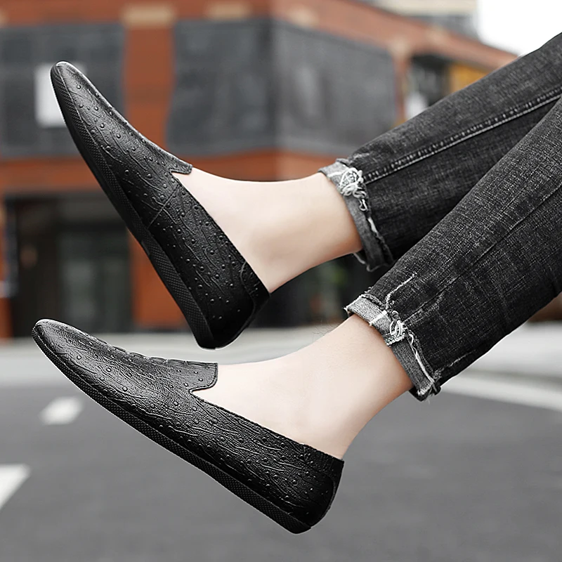 Туфли мужские из натуральной кожи роскошные брендовые дышащие мокасины без