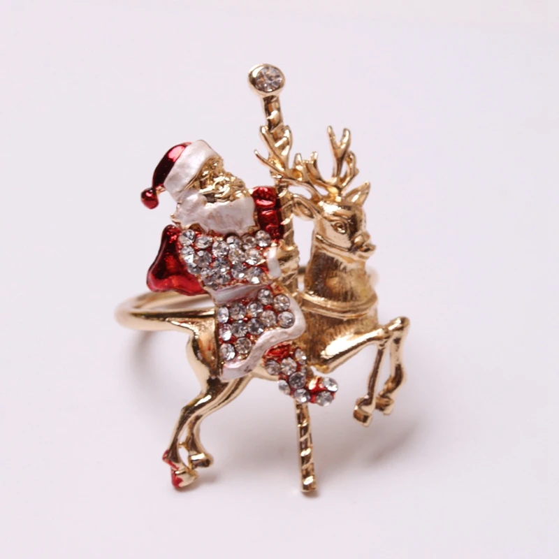 

6Pcs Christmas Reindeer Napkin Buckle Upscale Restaurant Hotel Table Set Santa Napkin Ring Napkin Ring