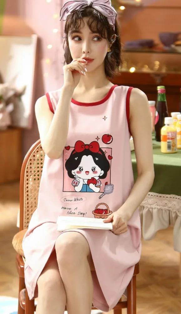 

Cotton Nightdress Women's Summer Vest Korean Lovely Casual Summer Thin Girl Dress
