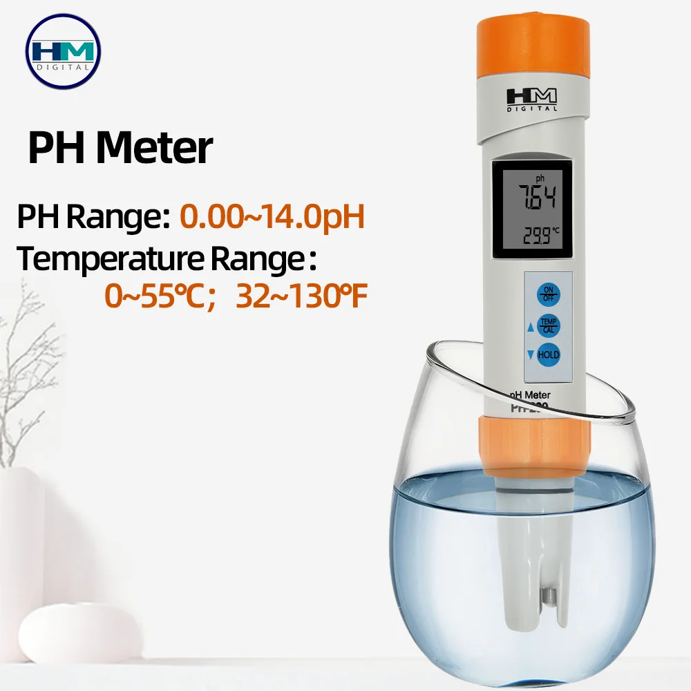 HM Digital PH-200 PH Meter Digital Lcd Water Quality Ph Tester ± 0.1pH for all PH testing Pools Aquarium Labs Wine 30%off