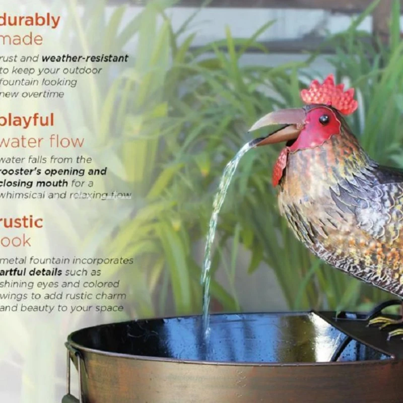Фонтан двор Искусство Декор петух ворона Сова струящаяся Вода Смола ремесла