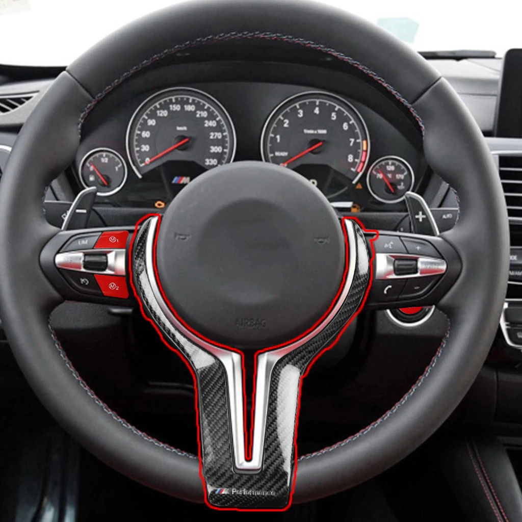 

For BMW Carbon Fiber Steering Wheel Cover 3 Series 5 Series M3/M4 Thong Trim Hollow Dry Carbon Fiber