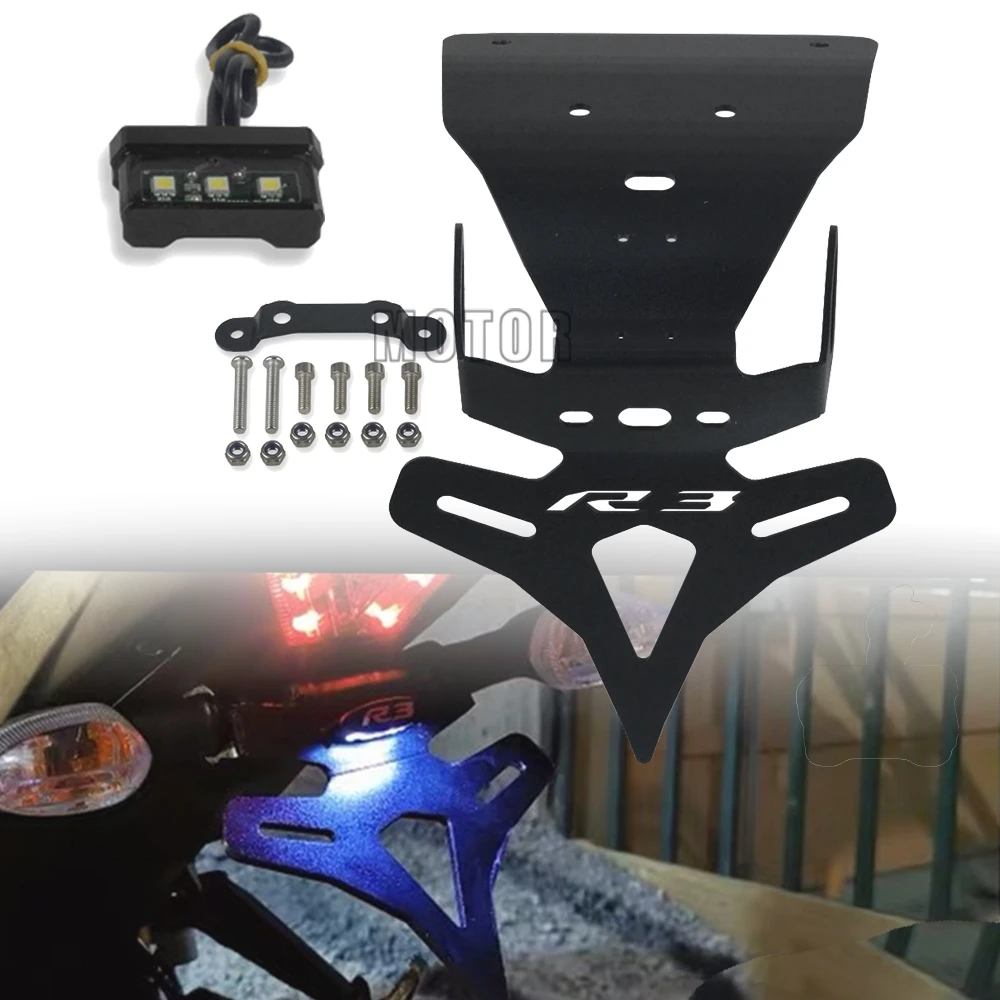 

Алюминиевые аксессуары CNC держатель для заднего номерного знака мотоцикла и светильник поворота для YAMHA YZFR3 YZF R3 2019 2020 2021