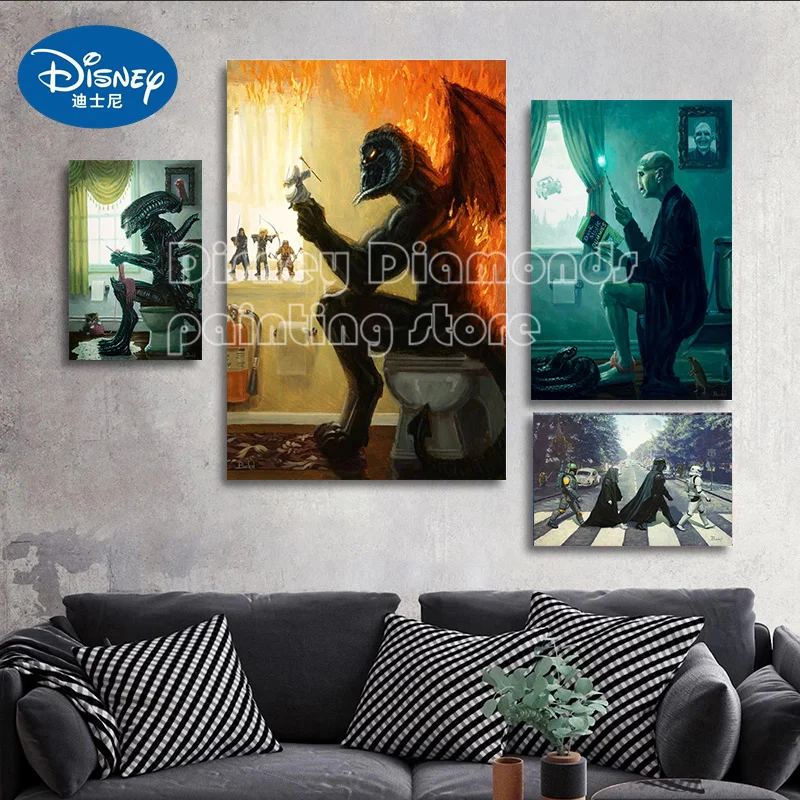 

Star Wars Boba Fett Anime Marvel Superhero Iron Man Digital Oil Painting Bathroom Wall Decoration Hulk Captain America Comic