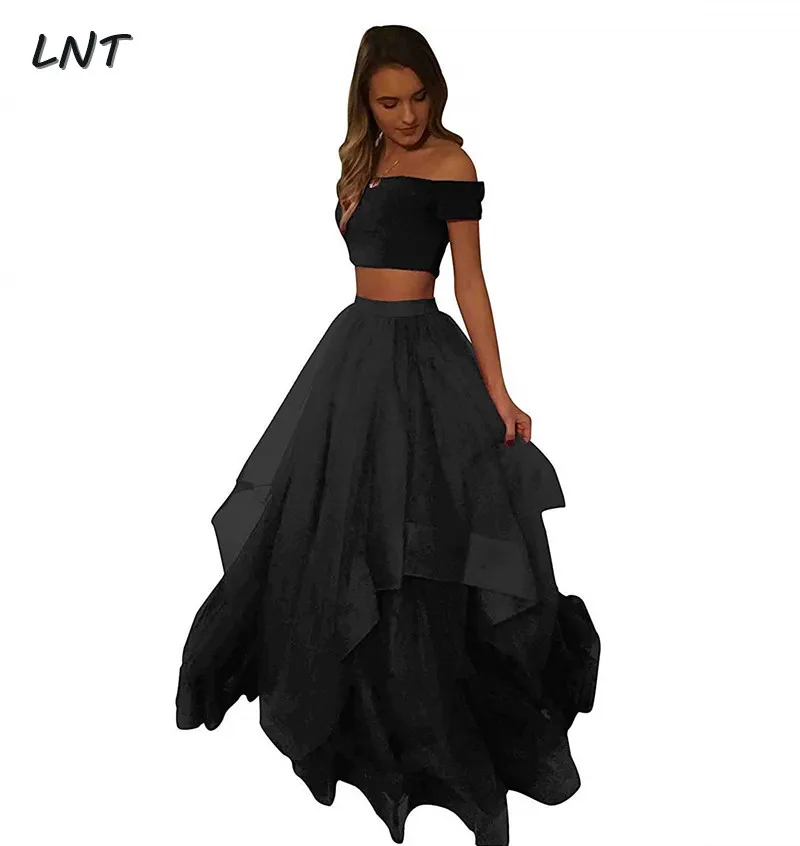 Темно красные платья для выпускного вечера из 2 частей трапециевидные тюлевые