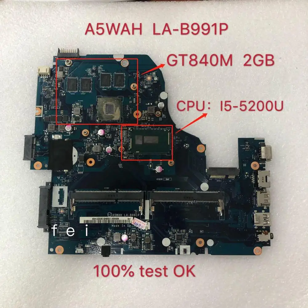 NBMLC11007 I5 5200U GT840M материнская плата для ноутбука Acer Aspire E5 571G V3 572G V5 LA B991P|Материнские