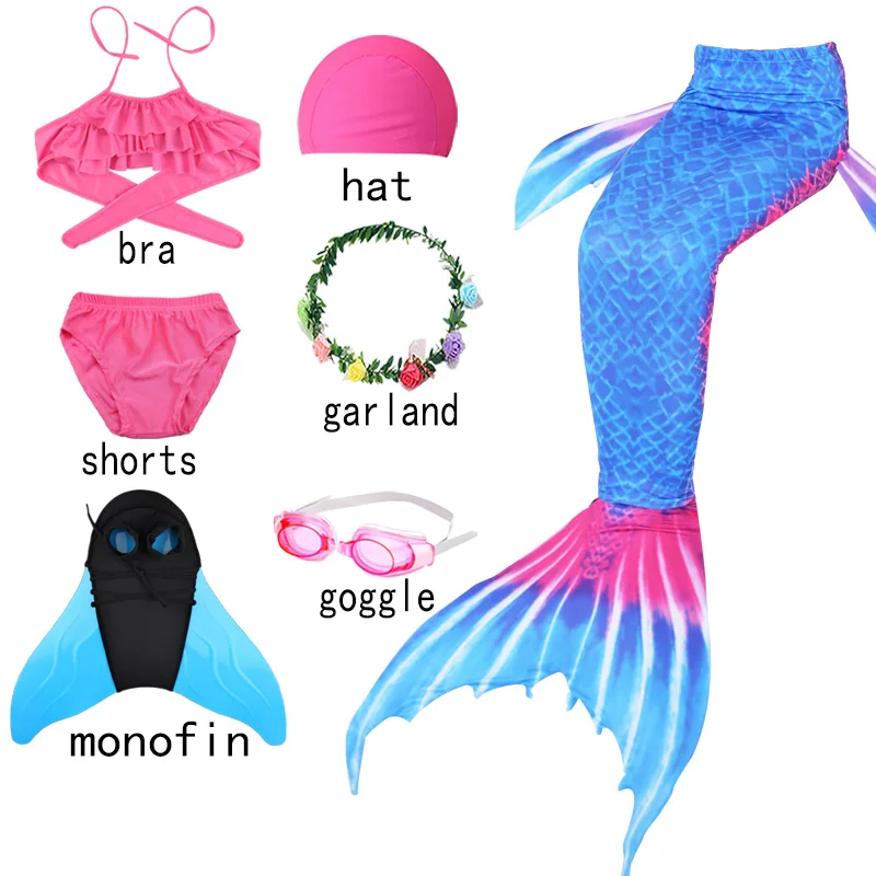 

Mermaid Tail Fins Girl Summer Bikini Beach Wear Swimsuits Dress Costumes Monofin Flipper Swimsuit Mermaid Tails For Kids