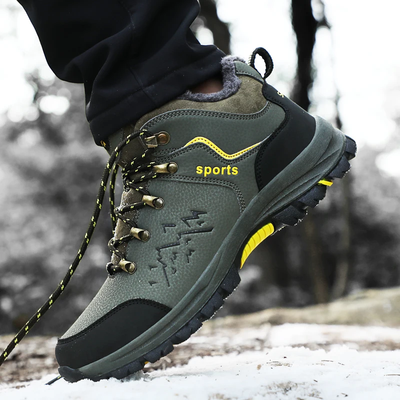 Зимние мужские походные ботинки зимние бархатные теплые уличные повседневные