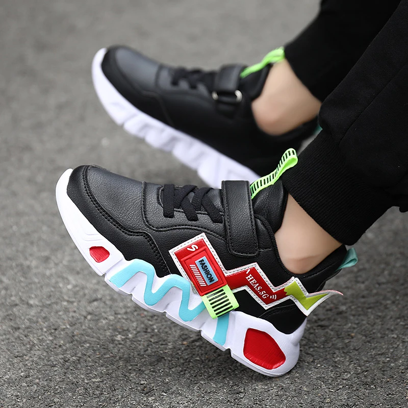 

Kids Sneakers 2021Boys Leather Casual Shoes Lightweight Tenis Sneakers for Girls Fashion Breathable Children Running Sport Shoes