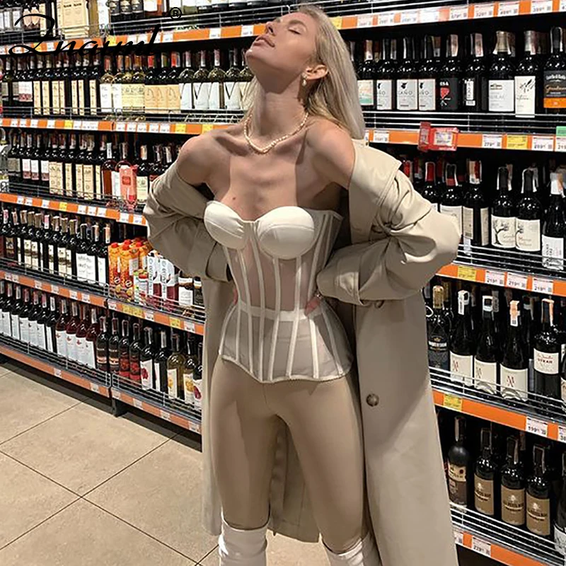 Znaiml Overbust Corset Sexy Lace Mesh Bandage Women Bustier Corset Lingerie Tops Brocade Victorian Fashion Party DropShipping