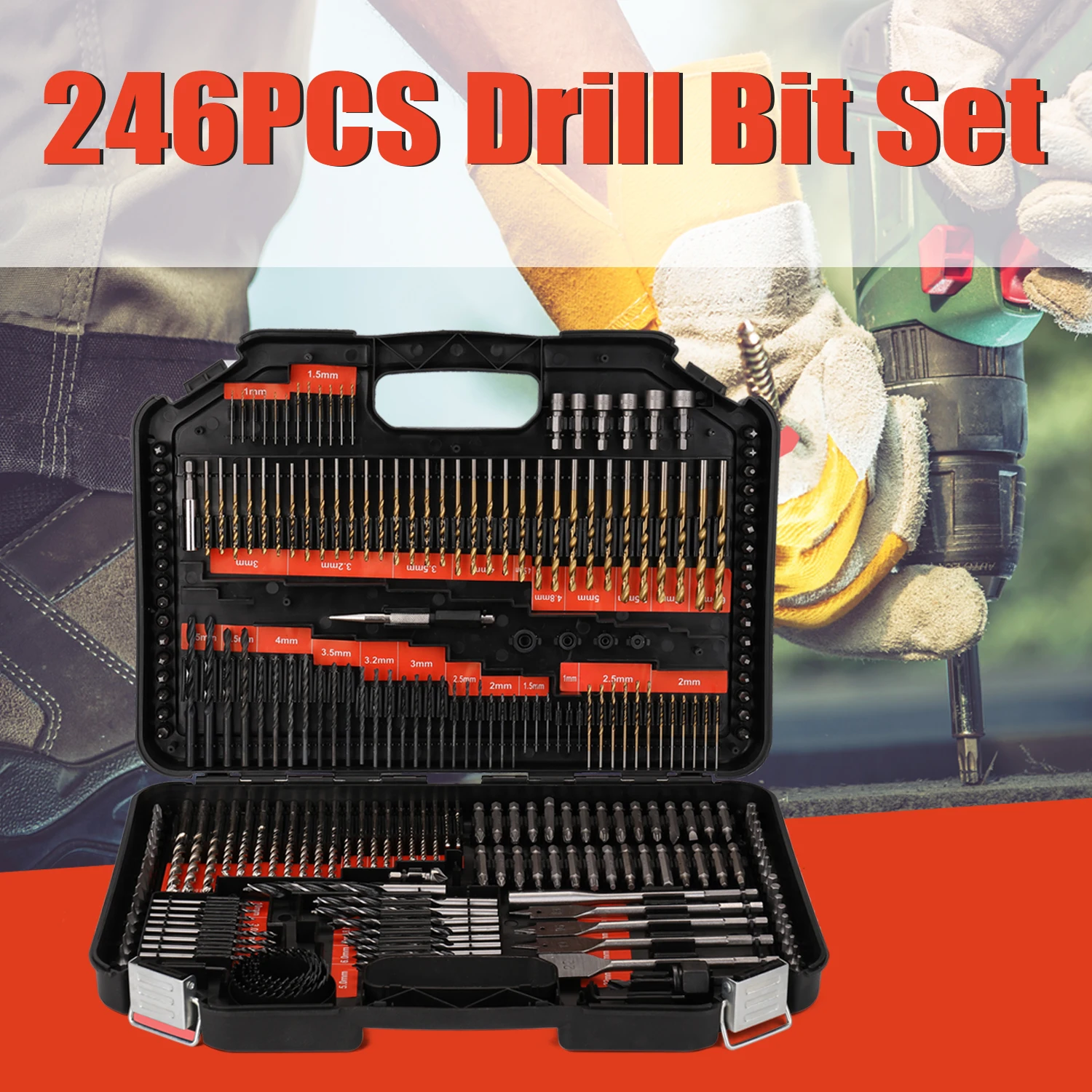 

246pcs Drill Bit Set Tool Combination Kit Woodworking Flat Drill Bits Twist Drills Cement Drills Hole Opener