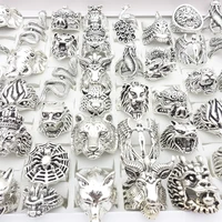 mixmax 30pcs mens womens jewelry rings unique animal shape silver plated punk style biker ring party gift wholesale bulk lot
