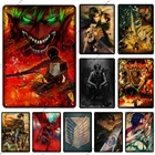 Жестяной винтажный аниме плакат атака на Титанов, Цветной Настенный Ретро Декор для дома, бара, кафе, гостиной