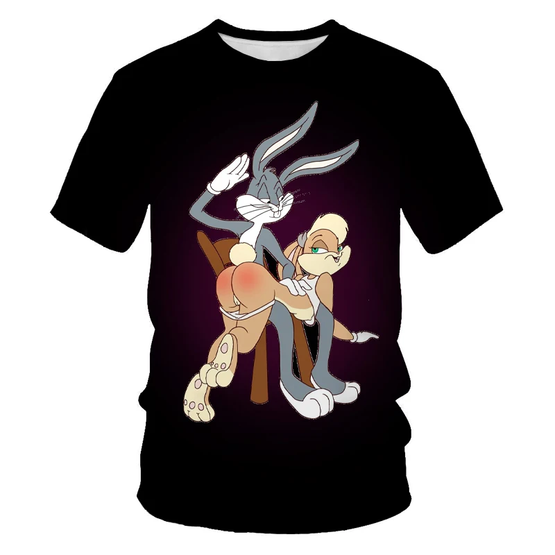 

Summer fashion new men's short-sleeved twins baby bear 3D printing pattern casual trend T-shirt