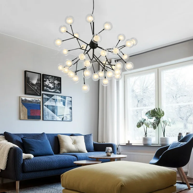 

LED firefly sputnik Chandelier light stylish tree branch chandelier lamp decorative ceiling glass ball chandelies hanging MJ1116