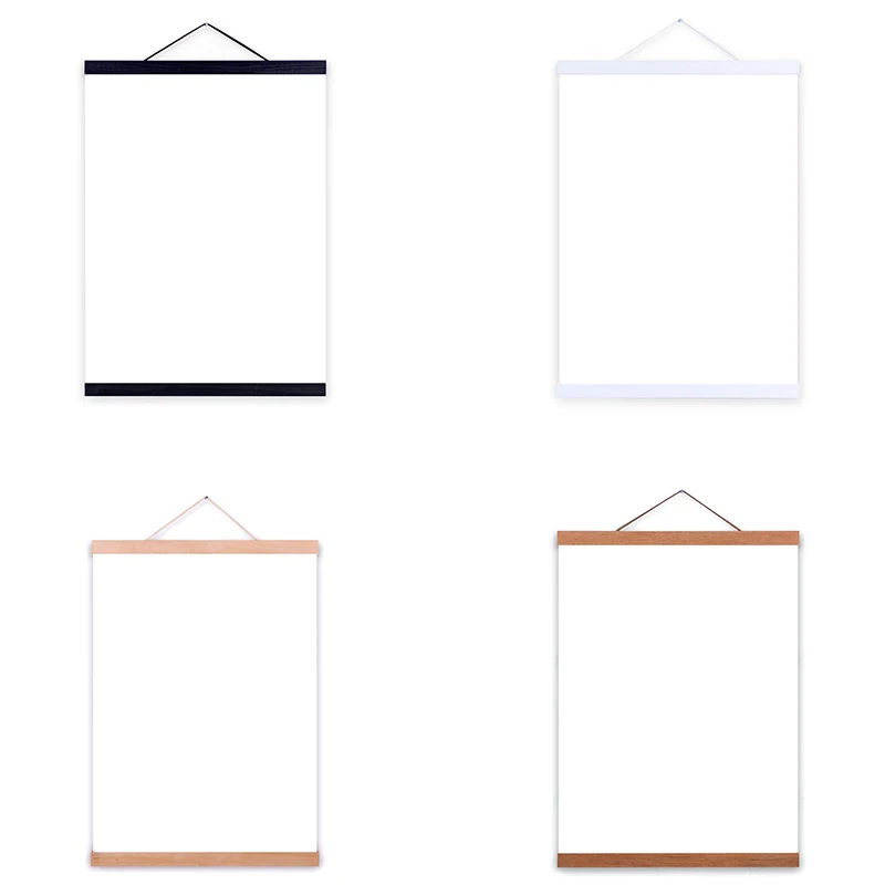 Деревянные висячие свитки живопись магнитное ядро висячий зажим твердая рамка