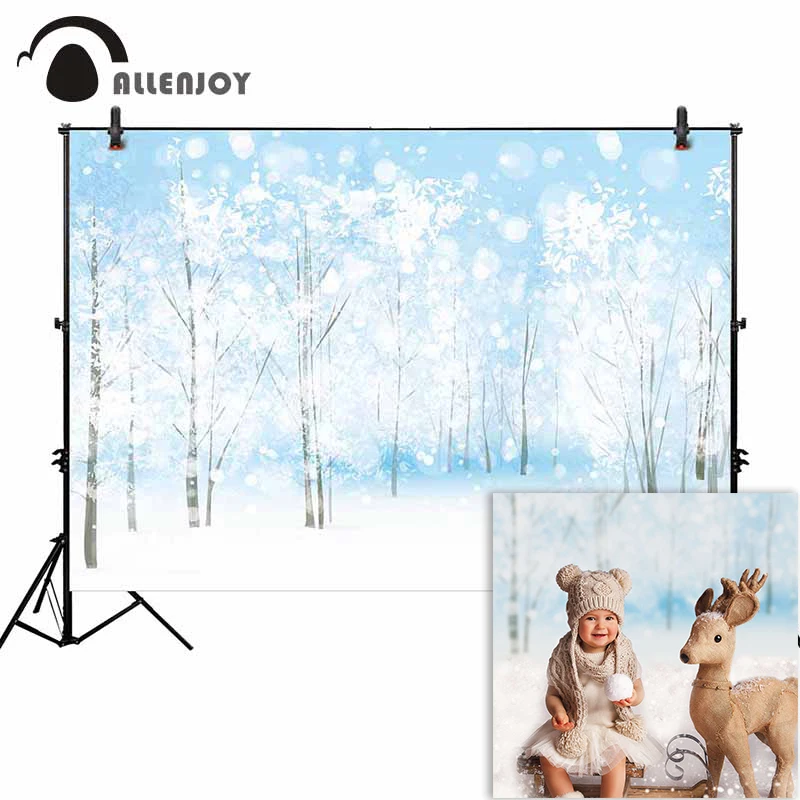 Фотофон Allenjoy фотография Фон Рождество Снежинка лес зима Страна Чудес боке фон |
