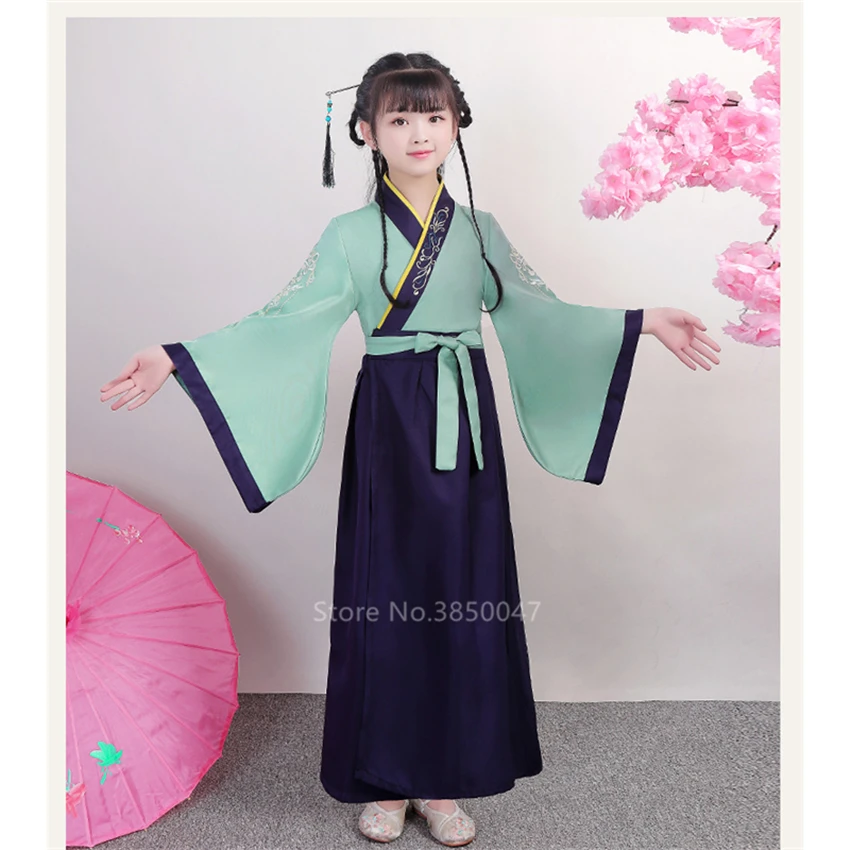 100 160 см детский Древний китайский костюм для детей традиционная вышивка девочек