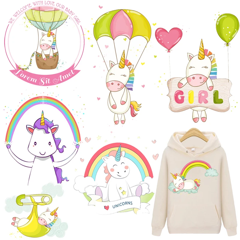 

Unicorn Patches Pony Thermal Stickers on Clothes Iron-on Transfers for Clothing Thermoadhesive Patch Fabric Diy Applique for Kid