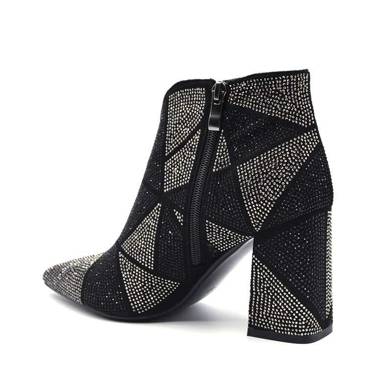 Новинка 2020 модные блестящие женские ботинки Стразы с кристаллами обувь на