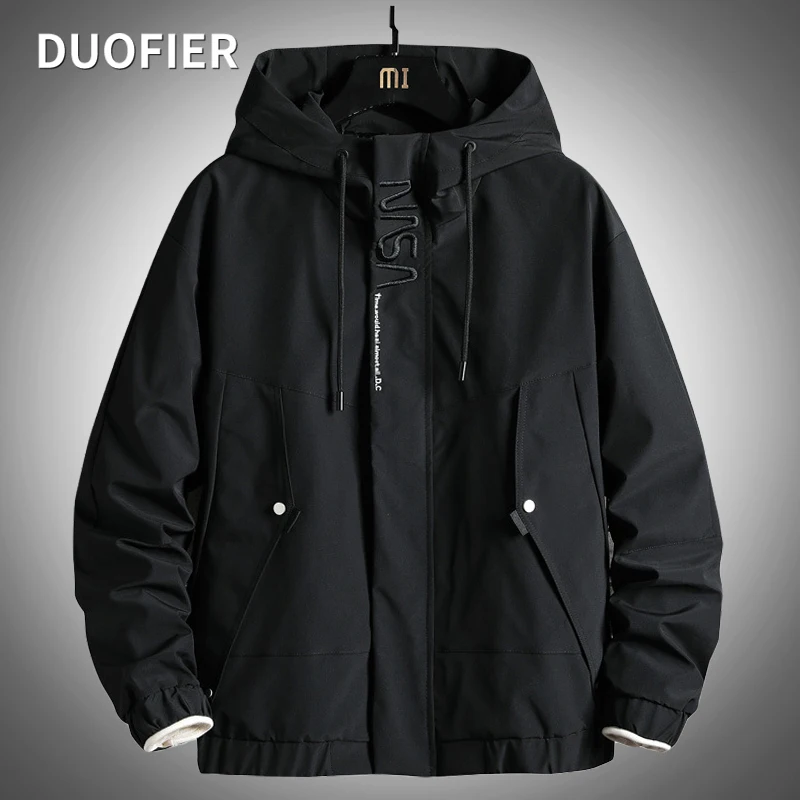 Куртка мужская с флисовой подкладкой Повседневная Верхняя одежда капюшоном для