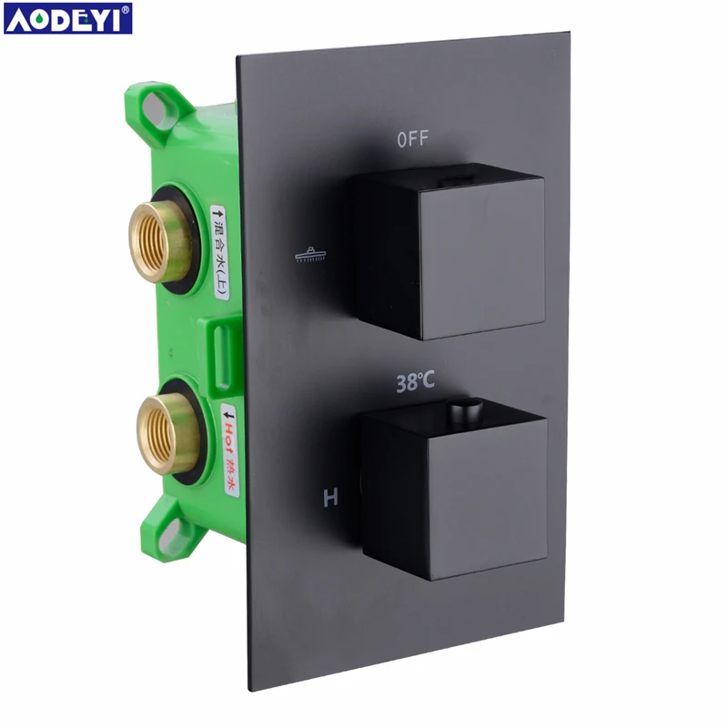 Черный латунный термостатический смеситель Набор смесителей для ванной комнаты