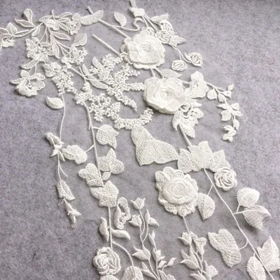 Ivory white Премиум 3D цветок лепестки аппликация искусственный шелк вышивка DIY высокого класса пользовательские свадебные аксессуары RS2622 - Цвет: Ivory white