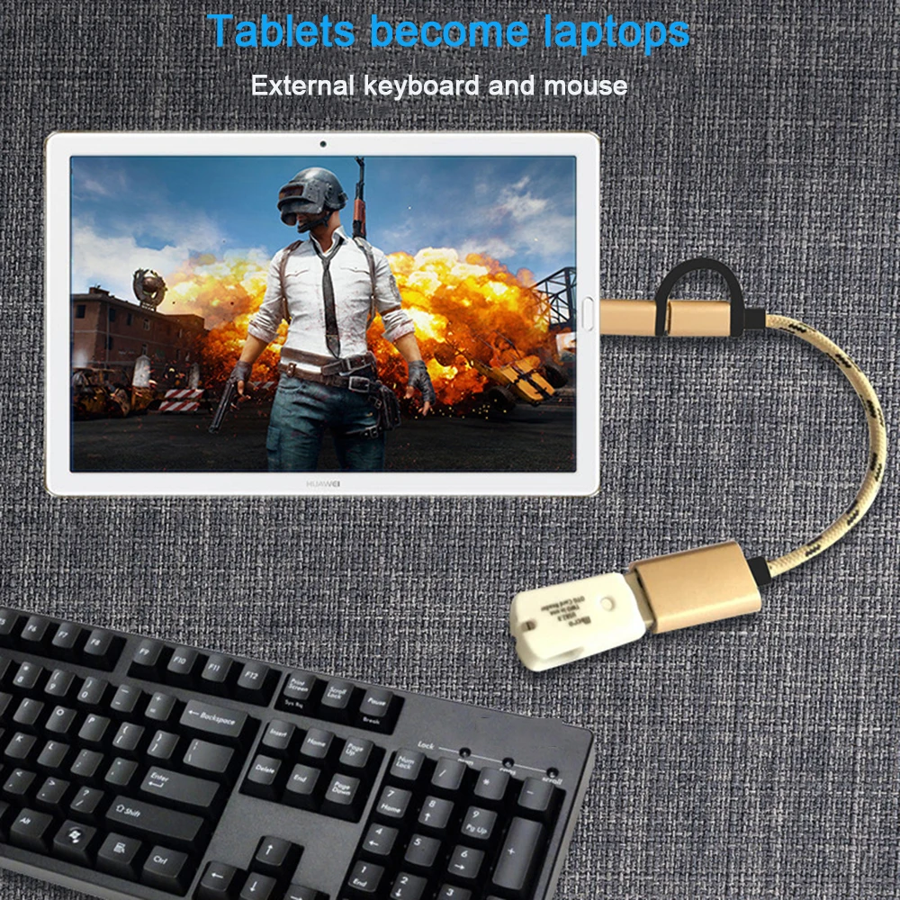 Адаптер Uverbon USB 3.0 OTG с 2 разъемами Type-C и Micro для телефонов Android 17 см |