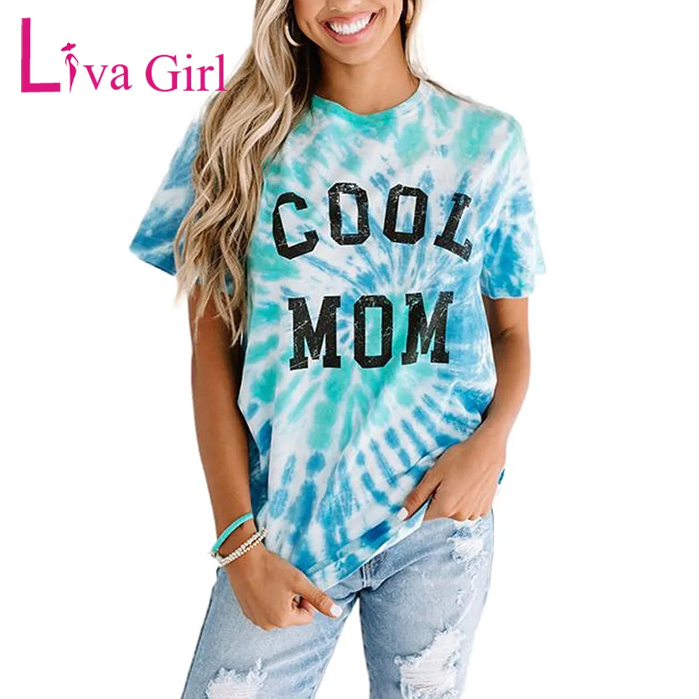 

Футболка LIVA GIRL с круглым вырезом, повседневная женская рубашка с короткими рукавами, Свободный пуловер с градиентом, размера плюс топ с прин...