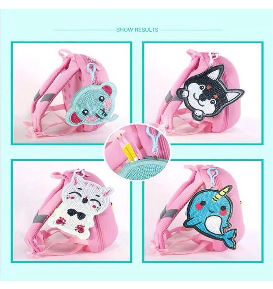 Новый DIY Полный алмаз картина дрель кошелек мультфильм животное шаблон брелок